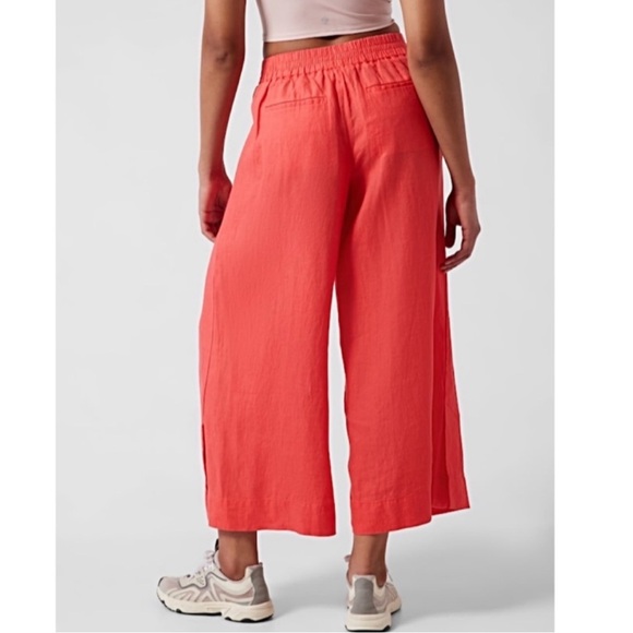 NWT! Athleta Linen Playa Wide Leg Crop Split Hem Pants Vacation Travel 10P 23” - Picture 4 of 7